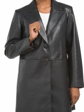 BCBGMaxAzria Black Faux Leather Blazer